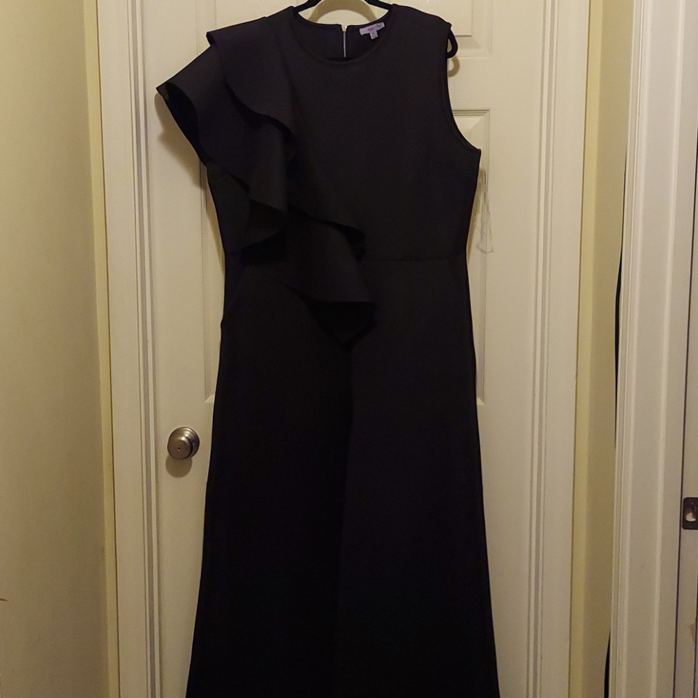 Black one shoulder jumpsuit wide legs